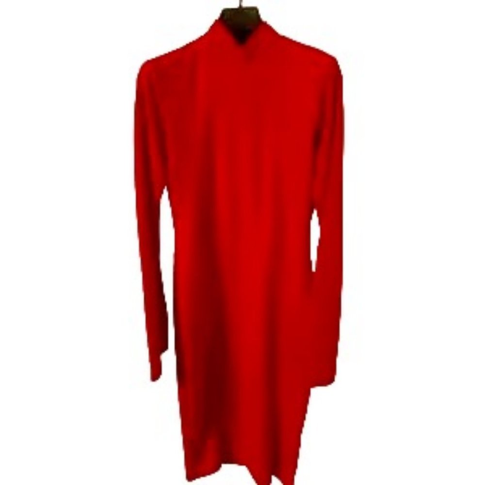 RED OPEN BACK DRESS. LONG SLEEVES